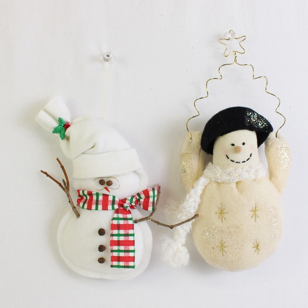 Lot of 5 Felt and Fabric Snowmen Decorations 