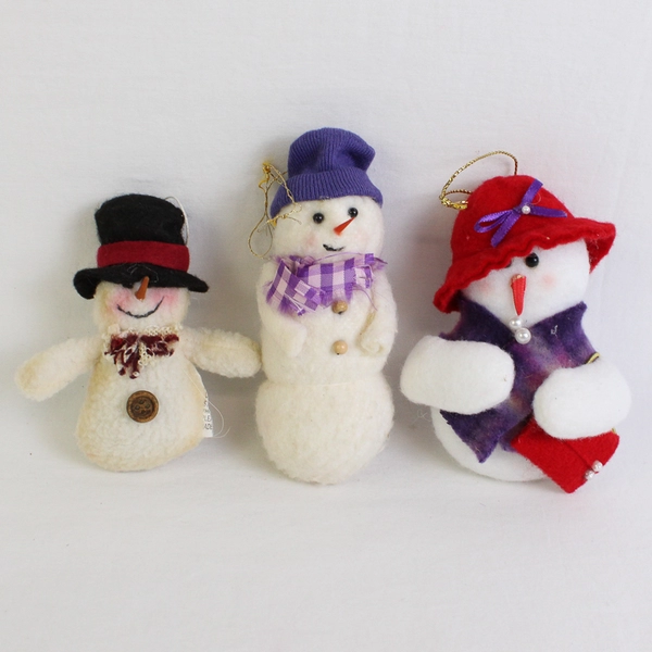 Lot of 5 Felt and Fabric Snowmen Decorations 