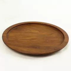 Wooden Round Serving Tray 13" Natural Wood Rustic Display