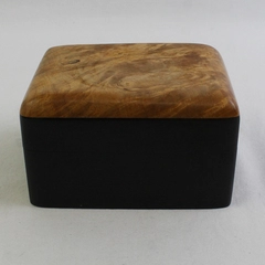 VTG 1988 David & Kim Okrant Handmade Exotic Wood Box Maple Burl Indian Ebony