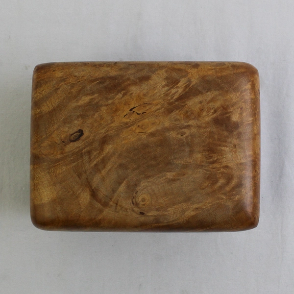 VTG 1988 David & Kim Okrant Handmade Exotic Wood Box Maple Burl Indian Ebony