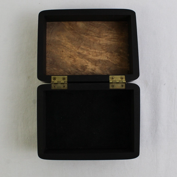 VTG 1988 David & Kim Okrant Handmade Exotic Wood Box Maple Burl Indian Ebony