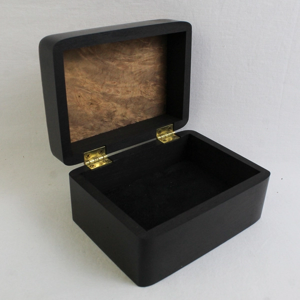 VTG 1988 David & Kim Okrant Handmade Exotic Wood Box Maple Burl Indian Ebony