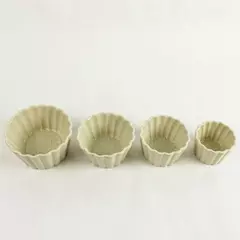 Set of 4 Beige Nesting Ramekin Bowls 4in Stackable for Baking & Prep