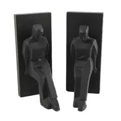 Kikkerland Vintage Art Deco Male Leaning Bookends Sculptural Set