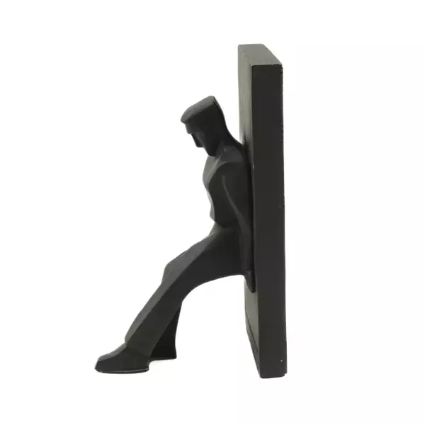 Kikkerland Vintage Art Deco Male Leaning Bookends Sculptural Set