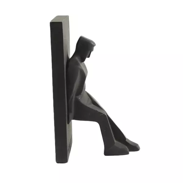 Kikkerland Vintage Art Deco Male Leaning Bookends Sculptural Set