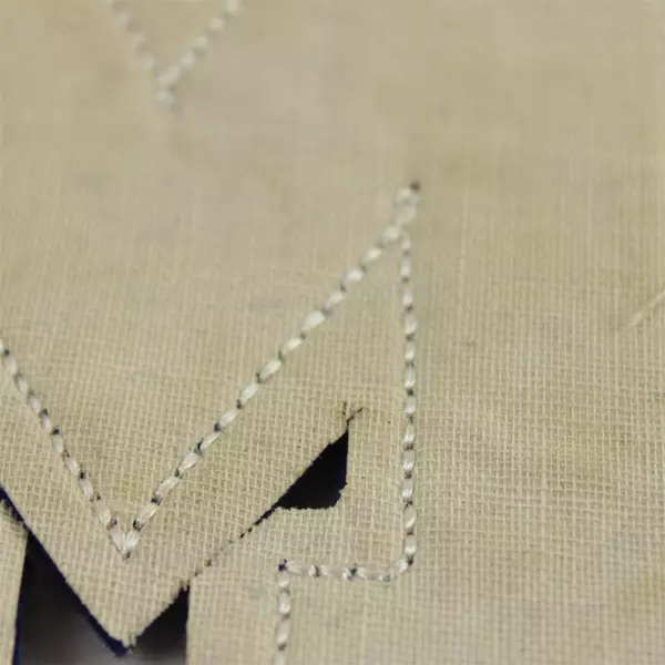 Letterman Jacket Patch M Cream Blue Outline Sew or Iron-On 5in