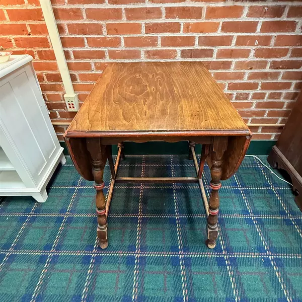 Vintage Wood Jacobean Style Drop Leaf Dining Table