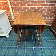 Vintage Wood Jacobean Style Drop Leaf Dining Table