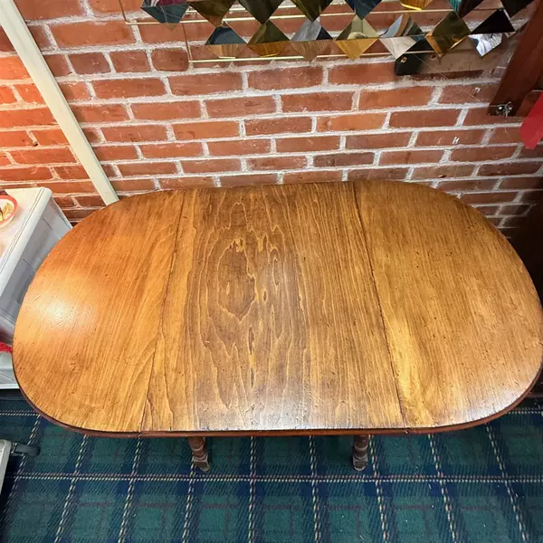Vintage Wood Jacobean Style Drop Leaf Dining Table