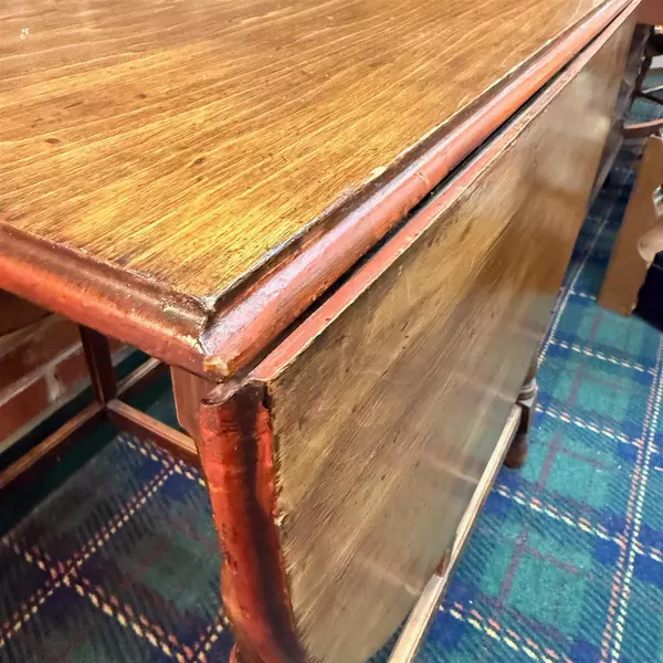 Vintage Wood Jacobean Style Drop Leaf Dining Table