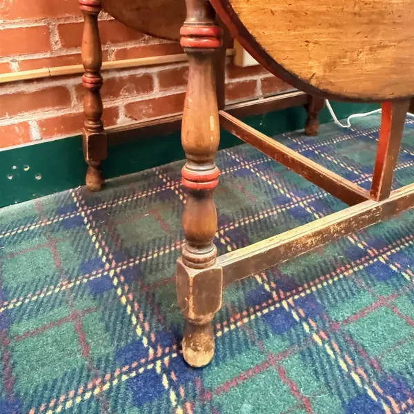 Vintage Wood Jacobean Style Drop Leaf Dining Table