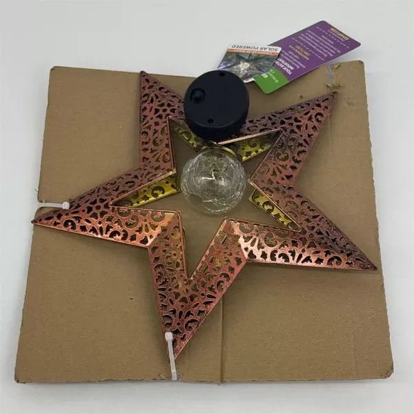 Exhart Solar Filigree Star w/ Crackle Ball Garden Stake