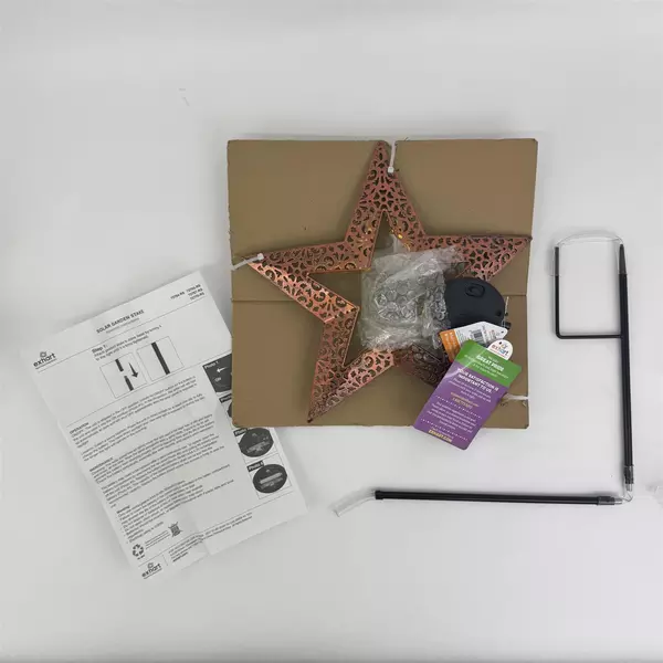 Exhart Solar Filigree Star w/ Crackle Ball Garden Stake