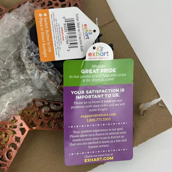 Exhart Solar Filigree Star w/ Crackle Ball Garden Stake