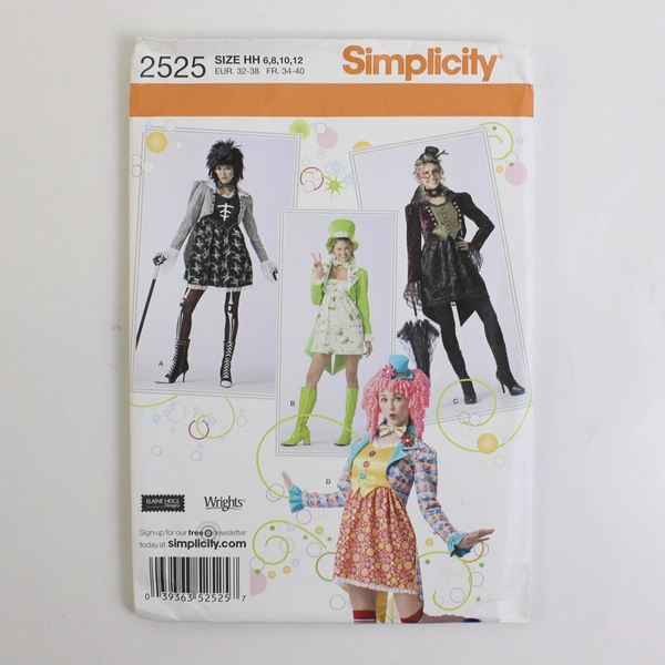 Simplicity Elaine Heigl Designs 2525 Costumes Women's Size HH (6, 8, 10, 12)