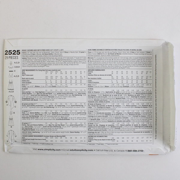 Simplicity Elaine Heigl Designs 2525 Costumes Women's Size HH (6, 8, 10, 12)