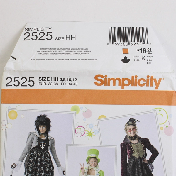 Simplicity Elaine Heigl Designs 2525 Costumes Women's Size HH (6, 8, 10, 12)