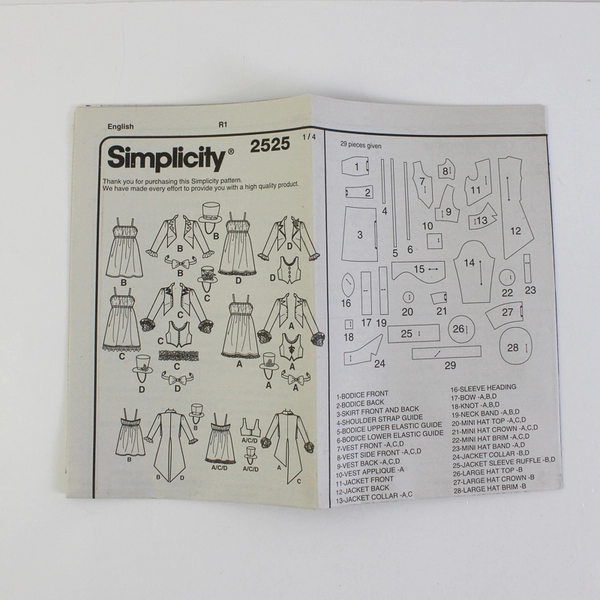 Simplicity Elaine Heigl Designs 2525 Costumes Women's Size HH (6, 8, 10, 12)