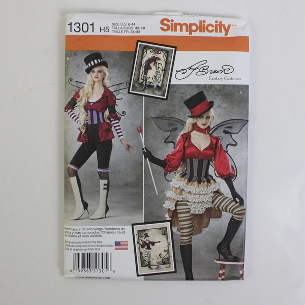 Simplicity Amy Brown 1301 Fantasy Costumes Women's Size H5 (6-14) 2014