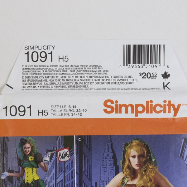 Simplicity LoriAnn Costume Designs 1091 Ivy/Jester Women's Size H5 (6-14)