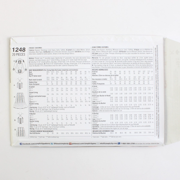 Simplicity Theresa Laquey Costume Designs 1248 Women's Size HH (6, 8, 10, 12)