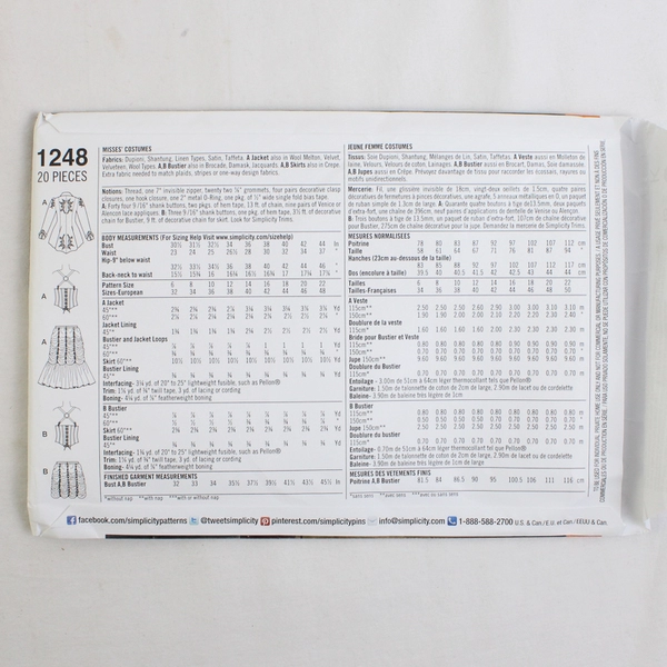 Simplicity Theresa Laquey Costume Designs 1248 Women's Size R5 (14,16,18,20,22)