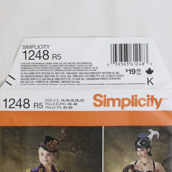 Simplicity Theresa Laquey Costume Designs 1248 Women's Size R5 (14,16,18,20,22)