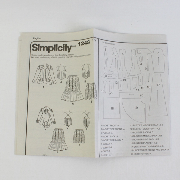 Simplicity Theresa Laquey Costume Designs 1248 Women's Size R5 (14,16,18,20,22)