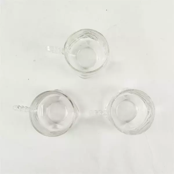 Set of 3 Vintage Glass Mugs Retro Stackable Coffee Cups 5.5in 