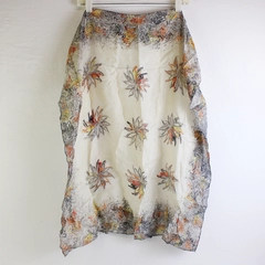 Vintage Gray Orange Yellow Square Silk Scarf 29" x 29" FLAWED