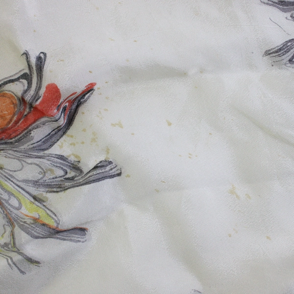 Vintage Gray Orange Yellow Square Silk Scarf 29" x 29" FLAWED