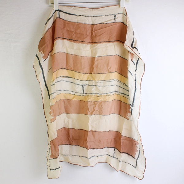 Vintage Brown and Beige Square Silk Scarf 30" x 30" FLAWED