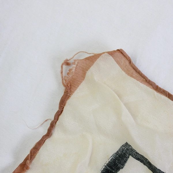 Vintage Brown and Beige Square Silk Scarf 30" x 30" FLAWED