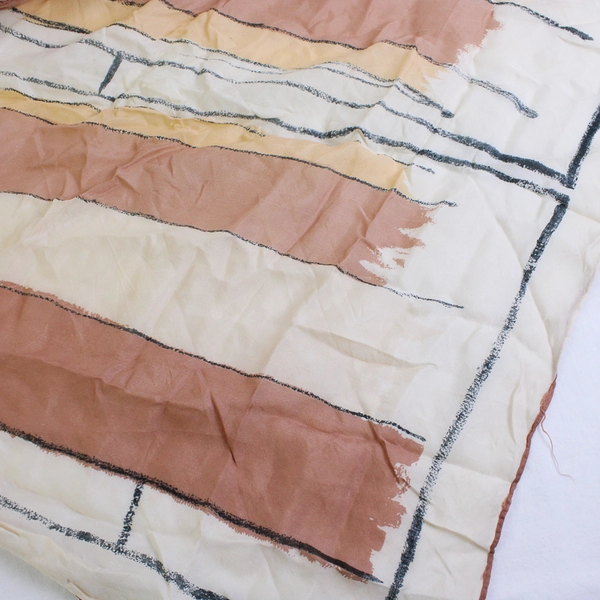 Vintage Brown and Beige Square Silk Scarf 30" x 30" FLAWED