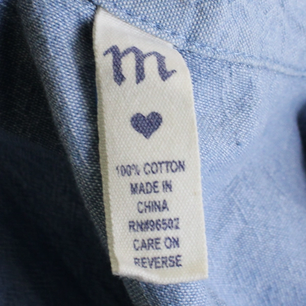 Girl Krazy Women's M Light Wash Denim Button Up Shirt with Roll Tab Sleeves