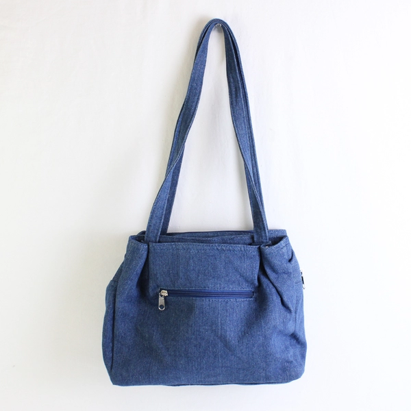 Unbranded 3 Piece Blue Denim Tote Purse with Matching Small Pouches