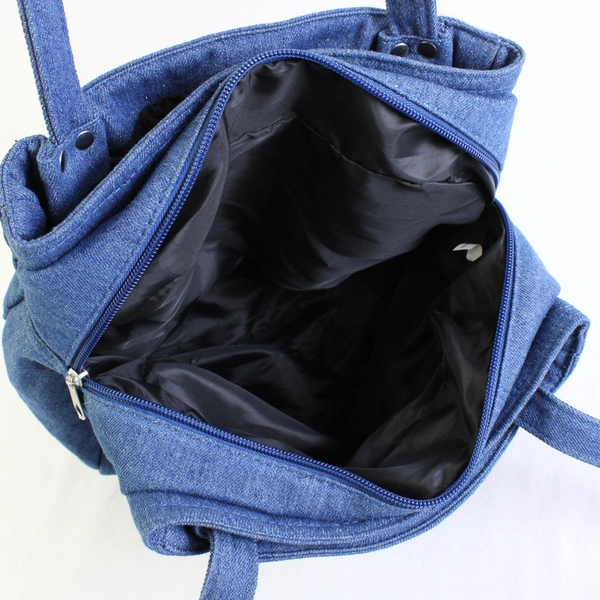 Unbranded 3 Piece Blue Denim Tote Purse with Matching Small Pouches