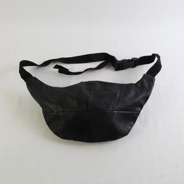 Vtg Buxton Cashmere Lambskin Soft Leather Black Zippered Fanny Pack