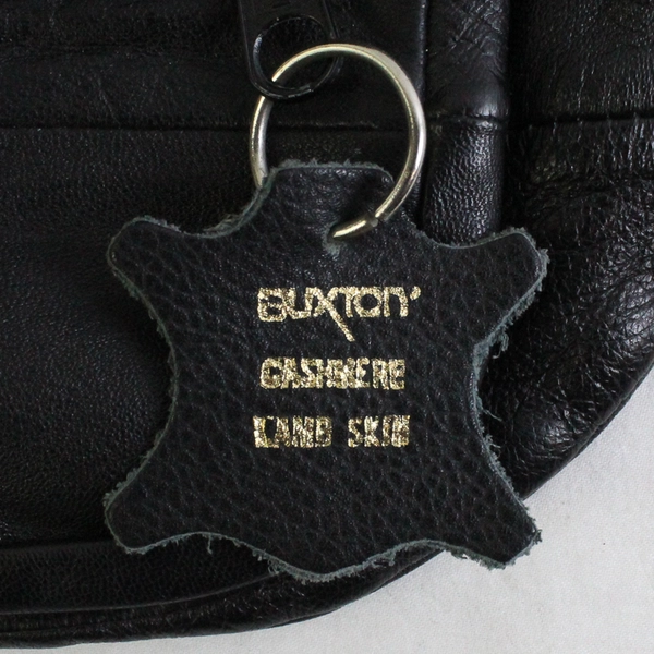 Vtg Buxton Cashmere Lambskin Soft Leather Black Zippered Fanny Pack