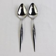 Lot of 2 VTG Sears Roebuck Tradition Gentle Rose Pattern Serving Spoons 8.5" SS