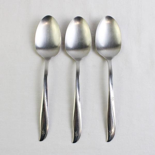 Lot of 3 Oneida Silver Twin Star Pattern Serving Spoons 8.5" Stainless