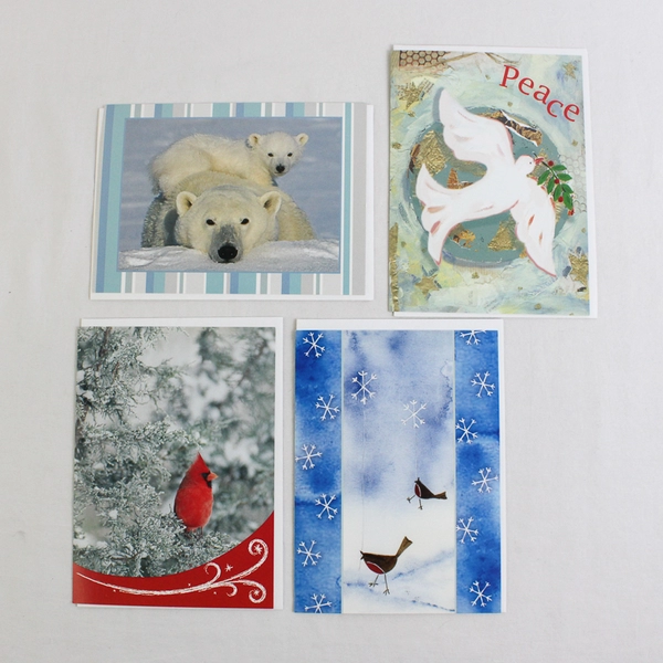 Lot of 4 World Wildlife Fund Christmas Greeting Cards with Envelopes