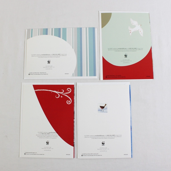 Lot of 4 World Wildlife Fund Christmas Greeting Cards with Envelopes