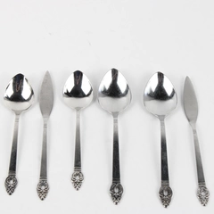 Lot Of 6 Oneida Silver Rogers Danish Court (Stainless) Flatware Knives & Spoons