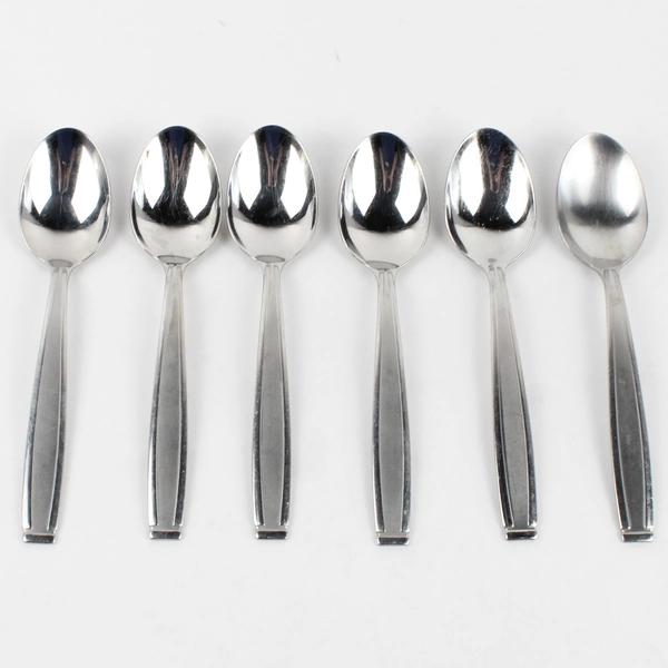 Lot Of 6 Oneida Silver Satin Shasta (Stainless) Flatware Soup Spoons 7" Long