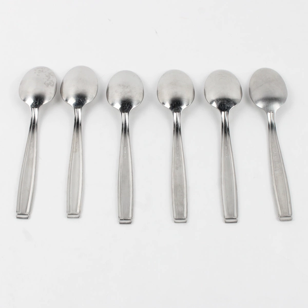 Lot Of 6 Oneida Silver Satin Shasta (Stainless) Flatware Soup Spoons 7" Long