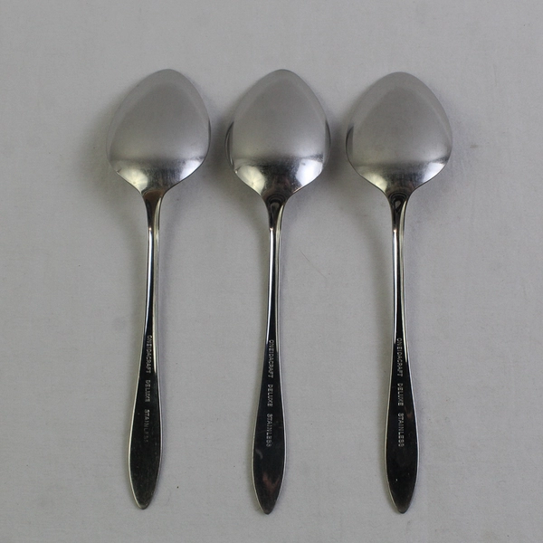 Lot of 3 Oneida Oneidacraft Deluxe Ember Glow Stainless Oval Soup Spoons 6.75"