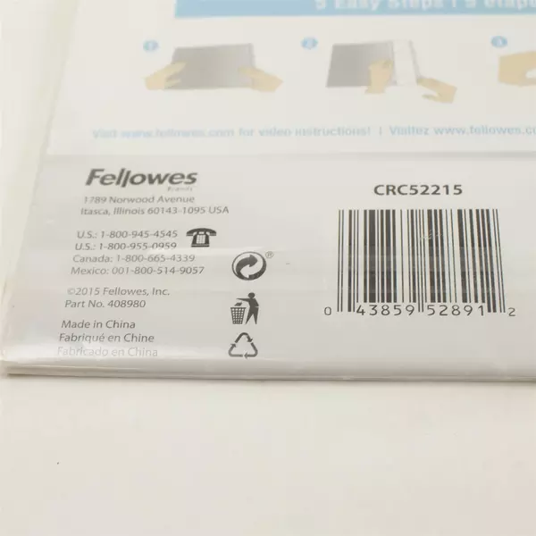 Fellowes Self-Adhesive Sheets, Letter Size, 3 mil, 10 Pack (CRC52215), Clear New
